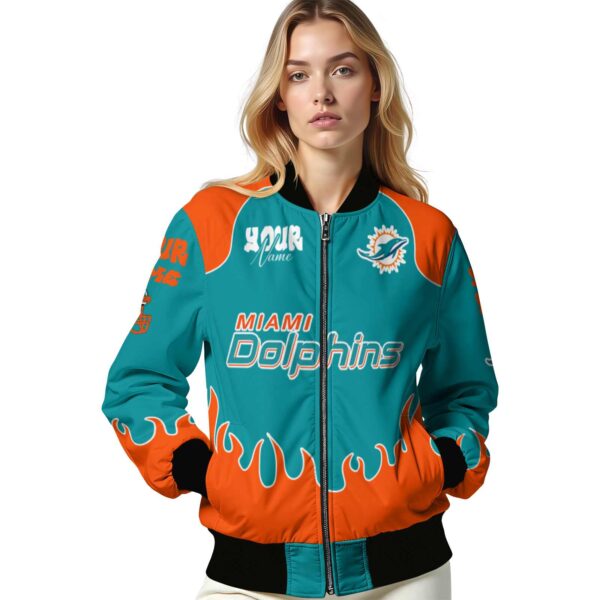 customized miami dolphins fire graphic aqua jacket latest model