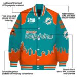 customized miami dolphins fire graphic aqua jacket best selling