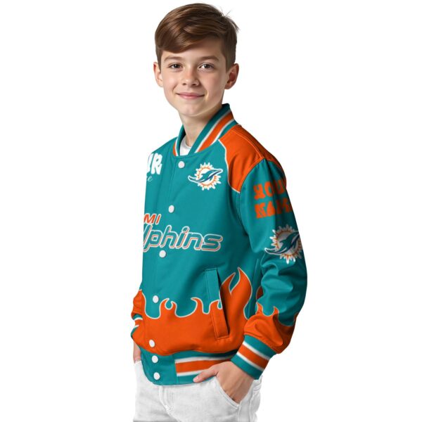 customized miami dolphins fire graphic aqua jacket trendy
