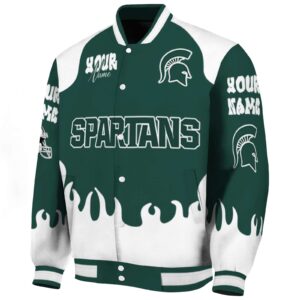 customized michigan state spartans fire graphic green jacket best selling