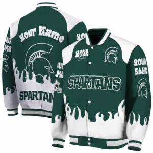 customized michigan state spartans fire graphic green jacket fashion forward