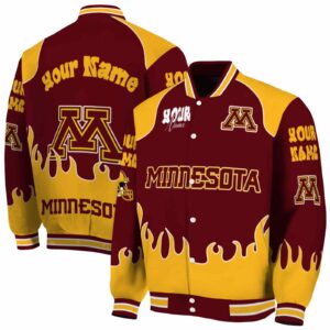 customized minnesota golden gophers fire graphic maroon jacket fashion forward