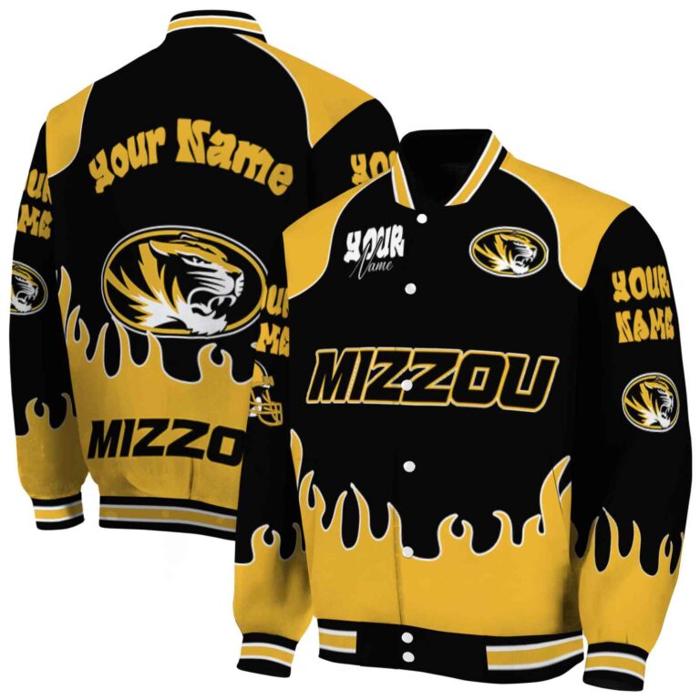 customized missouri tigers fire graphic black jacket fashion forward