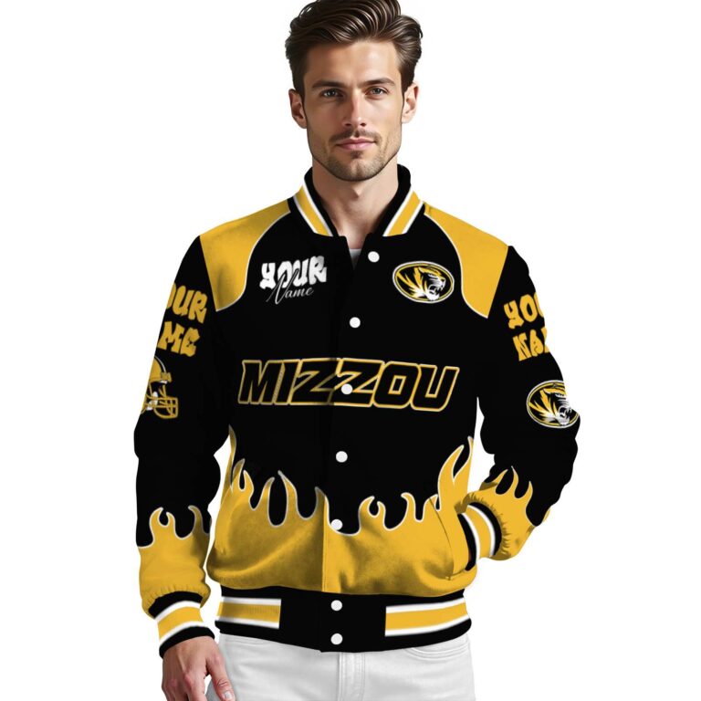 customized missouri tigers fire graphic black jacket high quality