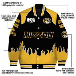 customized missouri tigers fire graphic black jacket new arrival