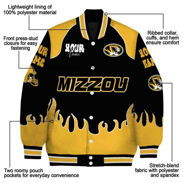 customized missouri tigers fire graphic black jacket new arrival