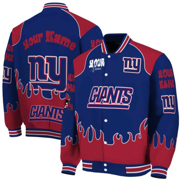 customized new york giants fire graphic blue jacket fashion forward