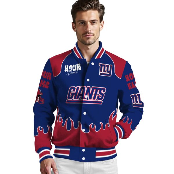 customized new york giants fire graphic blue jacket high quality
