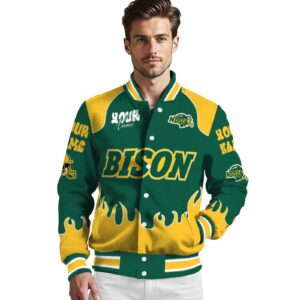customized north dakota state bison fire graphic green jacket high quality