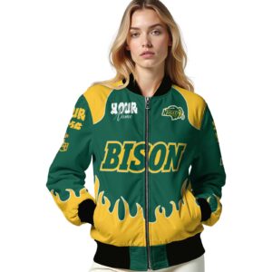 customized north dakota state bison fire graphic green jacket latest model