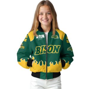 customized north dakota state bison fire graphic green jacket top rated