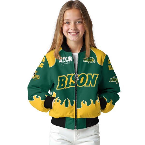 customized north dakota state bison fire graphic green jacket top rated