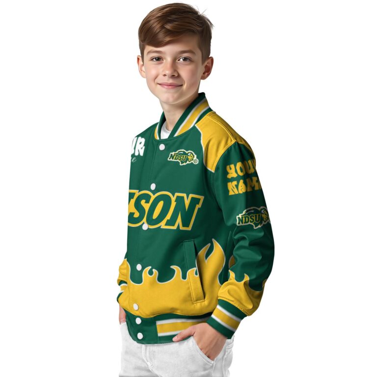 customized north dakota state bison fire graphic green jacket trendy