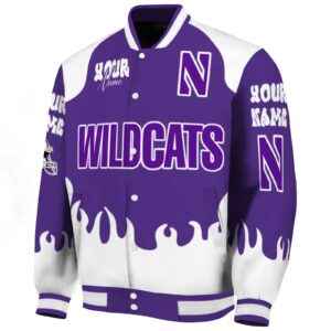 customized northwestern wildcats fire graphic purple jacket best selling