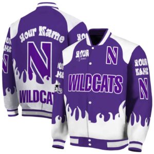 customized northwestern wildcats fire graphic purple jacket fashion forward