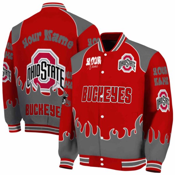 customized ohio state buckeyes fire graphic scarlet jacket fashion forward