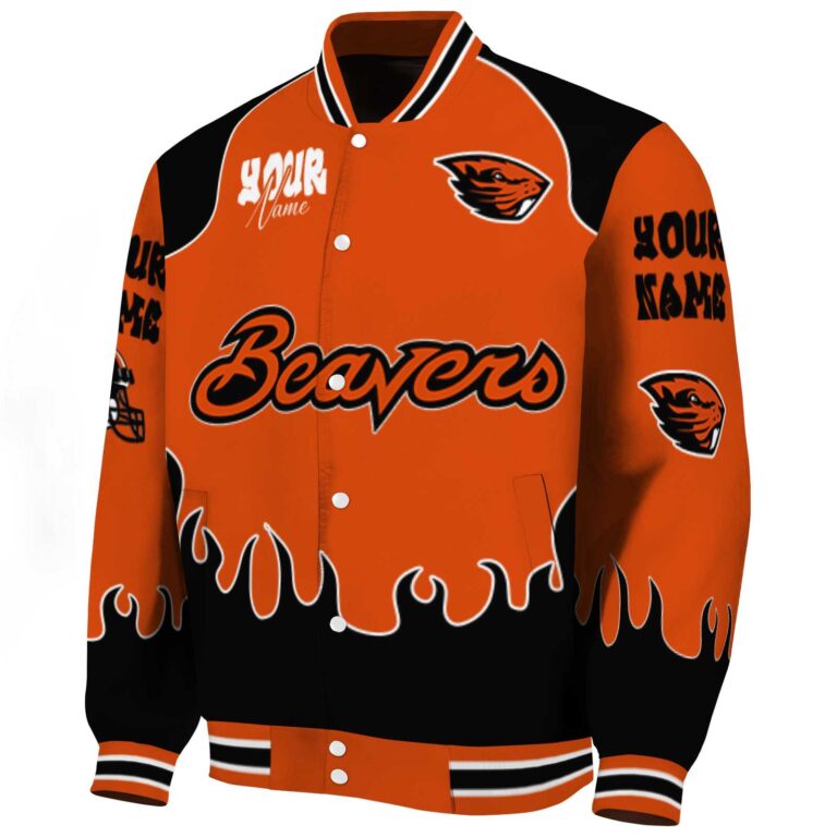 customized oregon state beavers fire graphic orange jacket best selling