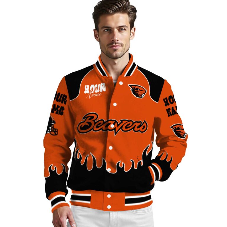 customized oregon state beavers fire graphic orange jacket high quality