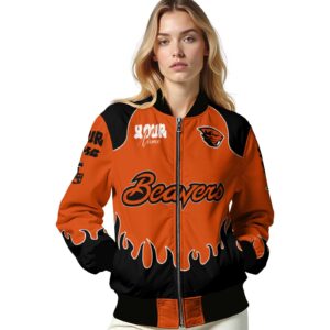 customized oregon state beavers fire graphic orange jacket latest model