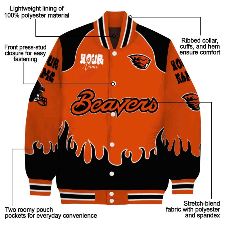 customized oregon state beavers fire graphic orange jacket new arrival