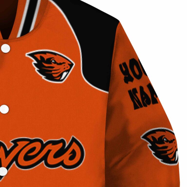 customized oregon state beavers fire graphic orange jacket premium grade