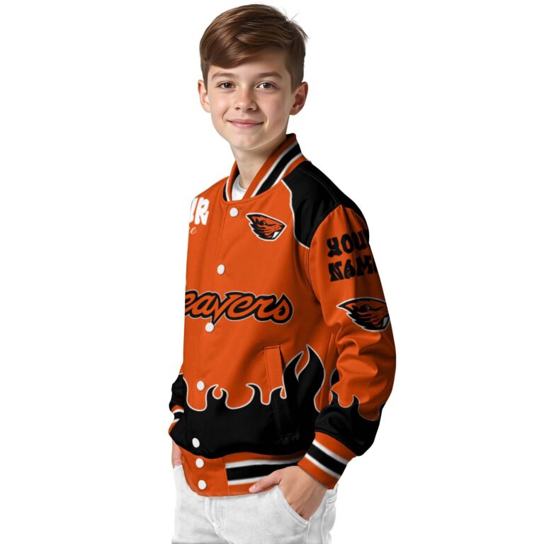 customized oregon state beavers fire graphic orange jacket trendy