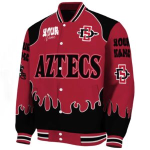 customized san diego state aztecs fire graphic red jacket best selling