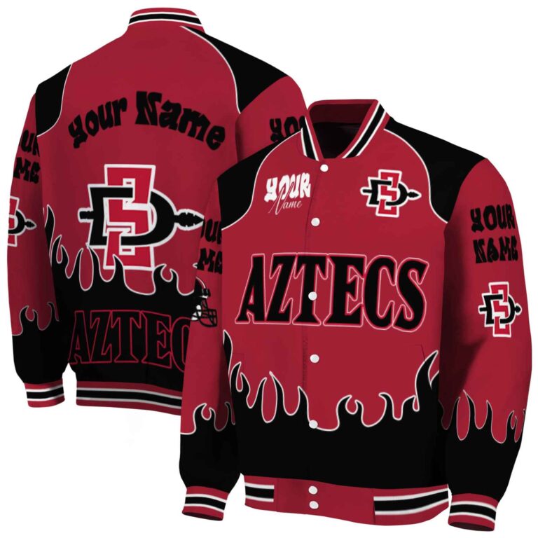 customized san diego state aztecs fire graphic red jacket fashion forward
