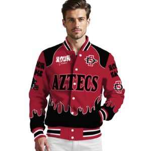 customized san diego state aztecs fire graphic red jacket high quality
