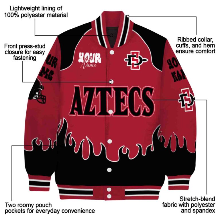 customized san diego state aztecs fire graphic red jacket new arrival