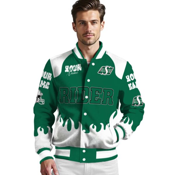 customized saskatchewan roughriders fire graphic green jacket high quality