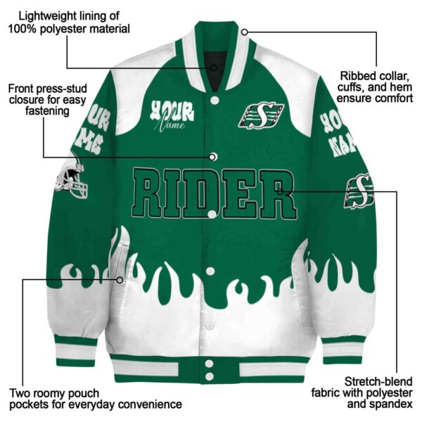 customized saskatchewan roughriders fire graphic green jacket new arrival