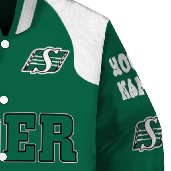 customized saskatchewan roughriders fire graphic green jacket premium grade