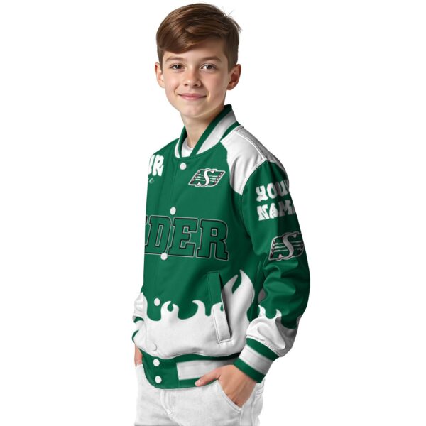 customized saskatchewan roughriders fire graphic green jacket trendy