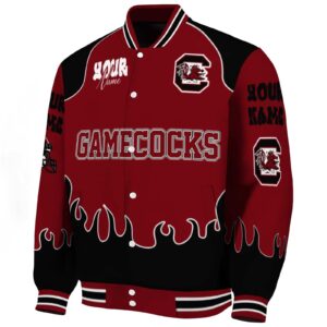 customized south carolina gamecocks fire graphic garnet jacket best selling