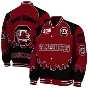 customized south carolina gamecocks fire graphic garnet jacket fashion forward