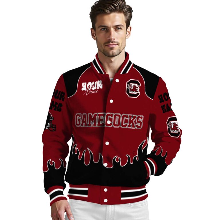 customized south carolina gamecocks fire graphic garnet jacket high quality