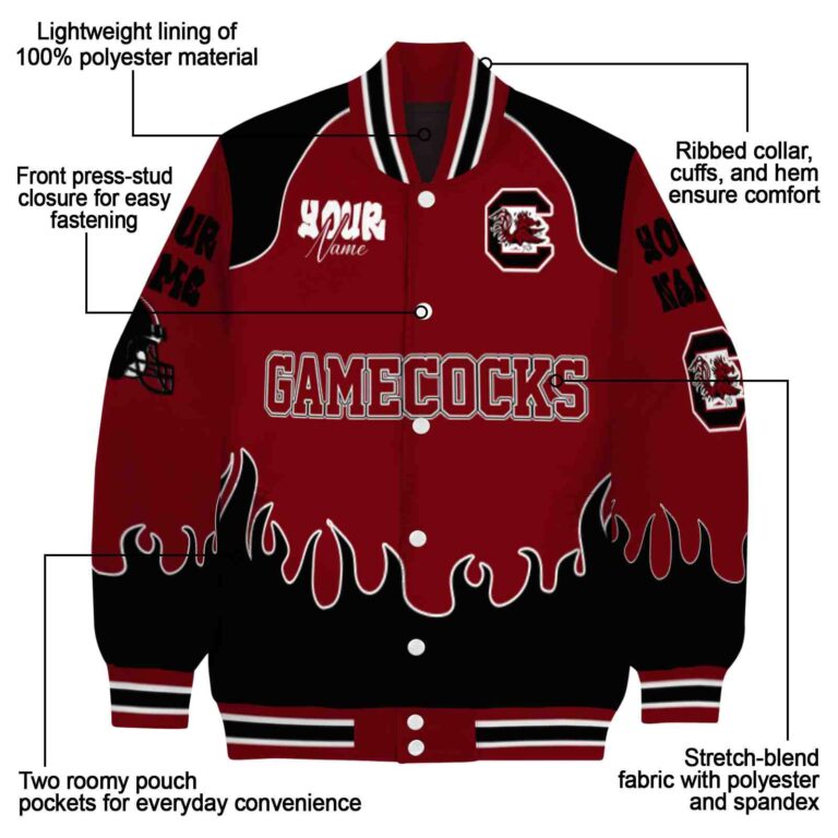 customized south carolina gamecocks fire graphic garnet jacket new arrival