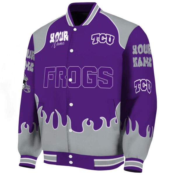 customized tcu horned frogs fire graphic purple jacket best selling