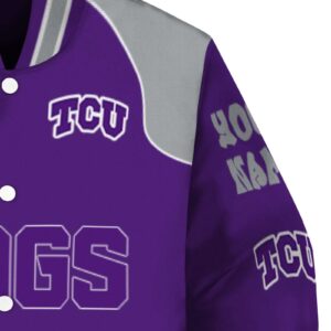 customized tcu horned frogs fire graphic purple jacket premium grade