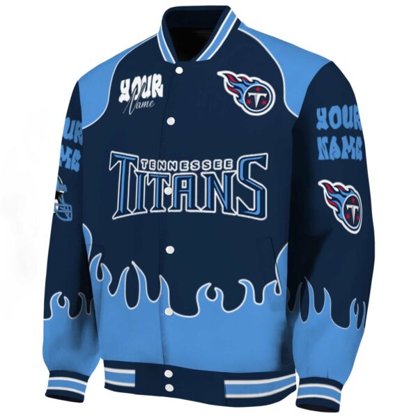 customized tennessee titans fire graphic navy jacket best selling