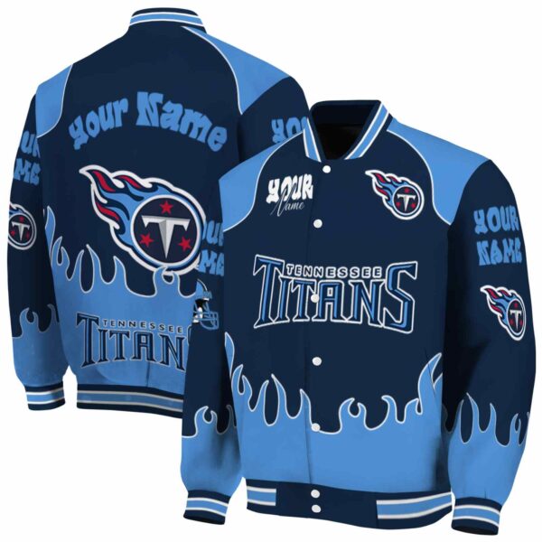 customized tennessee titans fire graphic navy jacket fashion forward