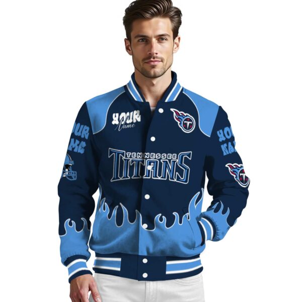 customized tennessee titans fire graphic navy jacket high quality