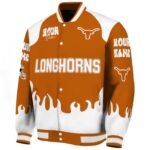customized texas longhorns fire graphic orange jacket best selling