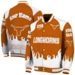 customized texas longhorns fire graphic orange jacket best selling