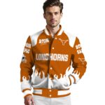 customized texas longhorns fire graphic orange jacket best selling