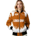 customized texas longhorns fire graphic orange jacket best selling