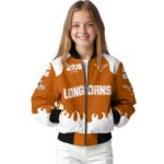 customized texas longhorns fire graphic orange jacket best selling