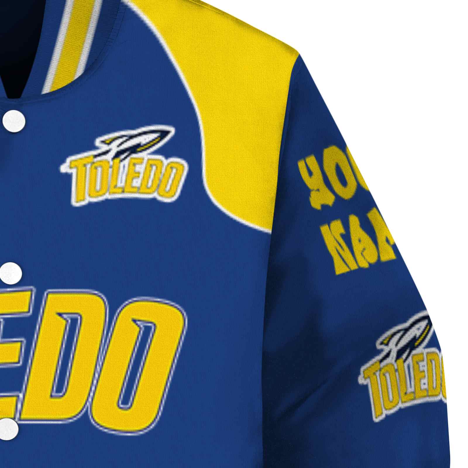 customized toledo rockets fire graphic blue jacket premium grade customized toledo rockets fire graphic blue jacket premium grade