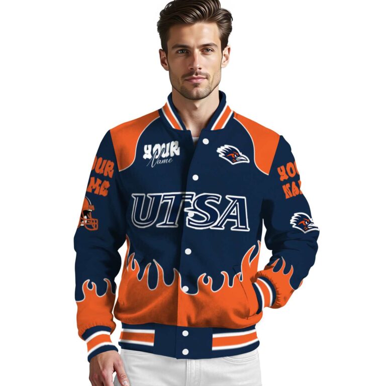 customized utsa roadrunners fire graphic orange jacket high quality
